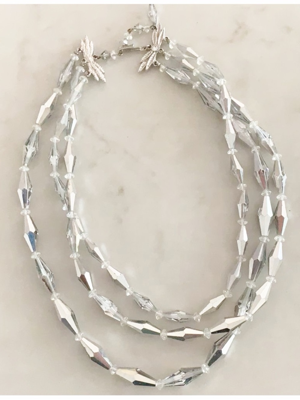 Vintage 1960s three strand shiny, sparkly choker/princess style necklace